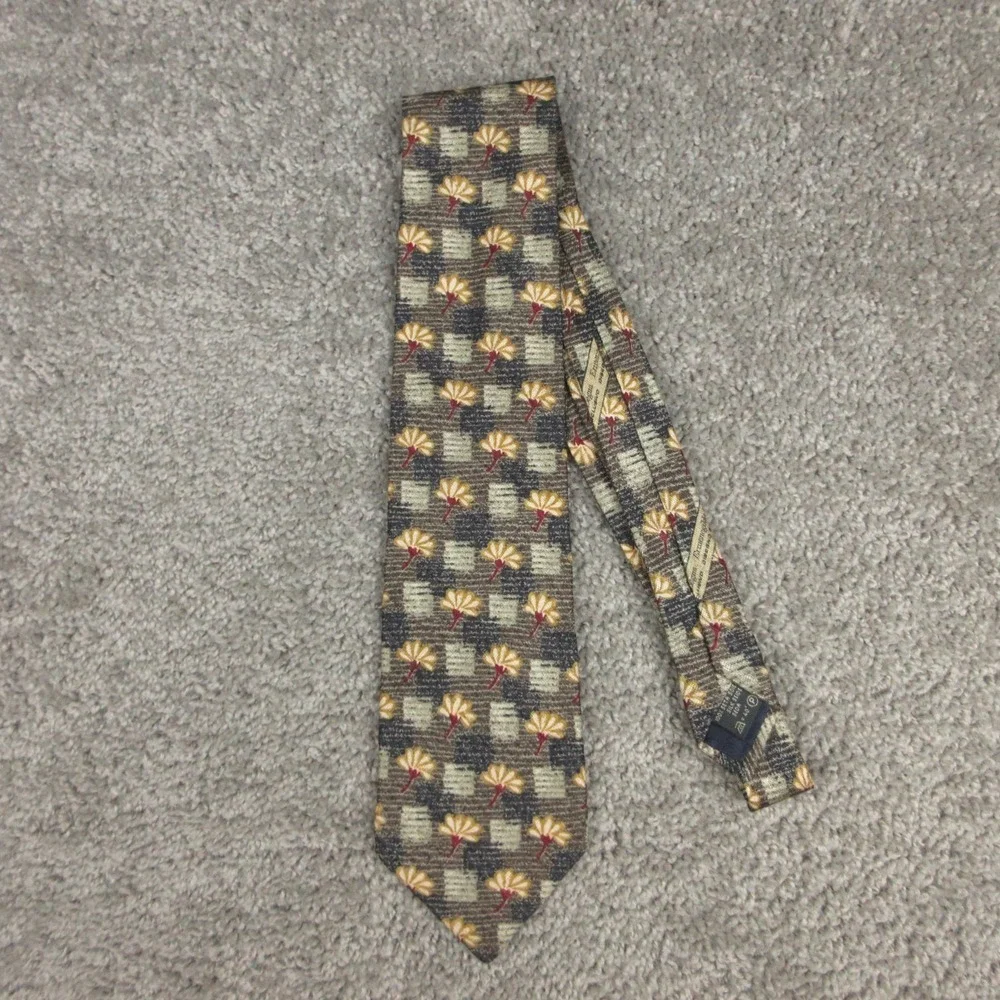 Ermenegildo Zegna Tie Mens Printed Floral Geometric Made In Italy Silk Esclusivo